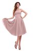 ColsBM Lena Silver Pink Plain Strapless Zip up Knee Length Pleated Prom Dresses