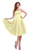 ColsBM Lena Soft Yellow Plain Strapless Zip up Knee Length Pleated Prom Dresses