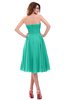 ColsBM Lena Viridian Green Plain Strapless Zip up Knee Length Pleated Prom Dresses