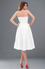 ColsBM Lena White Plain Strapless Zip up Knee Length Pleated Prom Dresses