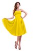 ColsBM Lena Yellow Plain Strapless Zip up Knee Length Pleated Prom Dresses