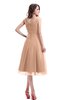 ColsBM Annabel Almost Apricot Simple A-line Chiffon Tea Length Pleated Cocktail Dresses