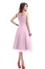 ColsBM Annabel Baby Pink Simple A-line Chiffon Tea Length Pleated Cocktail Dresses