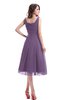 ColsBM Annabel Chinese Violet Simple A-line Chiffon Tea Length Pleated Cocktail Dresses