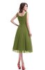 ColsBM Annabel Olive Green Simple A-line Chiffon Tea Length Pleated Cocktail Dresses