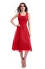 ColsBM Annabel Red Simple A-line Chiffon Tea Length Pleated Cocktail Dresses