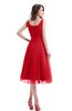 ColsBM Annabel Red Simple A-line Chiffon Tea Length Pleated Cocktail Dresses