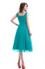 ColsBM Annabel Teal Simple A-line Chiffon Tea Length Pleated Cocktail Dresses