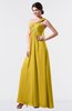 ColsBM Nayeli Lemon Curry Plain Empire Sleeveless Zip up Floor Length Pleated Bridesmaid Dresses