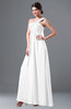ColsBM Nayeli White Plain Empire Sleeveless Zip up Floor Length Pleated Bridesmaid Dresses