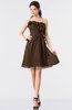 ColsBM Coraline Chocolate Brown Plain A-line Strapless Sleeveless Chiffon Ruching Little Black Dresses