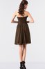 ColsBM Coraline Chocolate Brown Plain A-line Strapless Sleeveless Chiffon Ruching Little Black Dresses