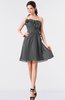 ColsBM Coraline Grey Plain A-line Strapless Sleeveless Chiffon Ruching Little Black Dresses