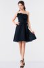 ColsBM Coraline Navy Blue Plain A-line Strapless Sleeveless Chiffon Ruching Little Black Dresses