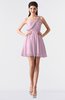 ColsBM Keyla Baby Pink Romantic A-line One Shoulder Zipper Chiffon Mini Graduation Dresses