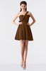 ColsBM Keyla Brown Romantic A-line One Shoulder Zipper Chiffon Mini Graduation Dresses