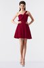ColsBM Keyla Dark Red Romantic A-line One Shoulder Zipper Chiffon Mini Graduation Dresses