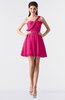 ColsBM Keyla Fandango Pink Romantic A-line One Shoulder Zipper Chiffon Mini Graduation Dresses