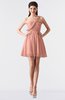 ColsBM Keyla Peach Romantic A-line One Shoulder Zipper Chiffon Mini Graduation Dresses