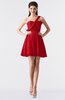ColsBM Keyla Red Romantic A-line One Shoulder Zipper Chiffon Mini Graduation Dresses