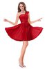 ColsBM Romina Red Romantic One Shoulder Sleeveless Zipper Ribbon Little Black Dresses