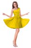 ColsBM Romina Yellow Romantic One Shoulder Sleeveless Zipper Ribbon Little Black Dresses