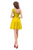 ColsBM Romina Yellow Romantic One Shoulder Sleeveless Zipper Ribbon Little Black Dresses