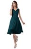 ColsBM Alexis Blue Green Simple A-line V-neck Zipper Knee Length Ruching Party Dresses