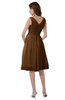 ColsBM Alexis Brown Simple A-line V-neck Zipper Knee Length Ruching Party Dresses
