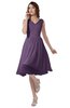 ColsBM Alexis Chinese Violet Simple A-line V-neck Zipper Knee Length Ruching Party Dresses