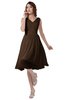 ColsBM Alexis Chocolate Brown Simple A-line V-neck Zipper Knee Length Ruching Party Dresses