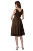 ColsBM Alexis Chocolate Brown Simple A-line V-neck Zipper Knee Length Ruching Party Dresses