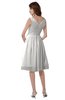 ColsBM Alexis Cloud White Simple A-line V-neck Zipper Knee Length Ruching Party Dresses