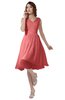 ColsBM Alexis Coral Simple A-line V-neck Zipper Knee Length Ruching Party Dresses
