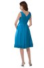 ColsBM Alexis Cornflower Blue Simple A-line V-neck Zipper Knee Length Ruching Party Dresses