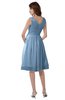 ColsBM Alexis Dusty Blue Simple A-line V-neck Zipper Knee Length Ruching Party Dresses
