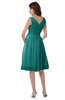 ColsBM Alexis Emerald Green Simple A-line V-neck Zipper Knee Length Ruching Party Dresses