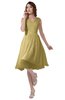 ColsBM Alexis Gold Simple A-line V-neck Zipper Knee Length Ruching Party Dresses