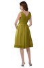 ColsBM Alexis Golden Olive Simple A-line V-neck Zipper Knee Length Ruching Party Dresses
