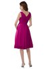 ColsBM Alexis Hot Pink Simple A-line V-neck Zipper Knee Length Ruching Party Dresses