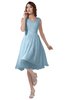 ColsBM Alexis Ice Blue Simple A-line V-neck Zipper Knee Length Ruching Party Dresses