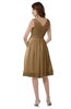 ColsBM Alexis Indian Tan Simple A-line V-neck Zipper Knee Length Ruching Party Dresses