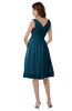 ColsBM Alexis Moroccan Blue Simple A-line V-neck Zipper Knee Length Ruching Party Dresses