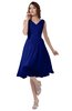 ColsBM Alexis Nautical Blue Simple A-line V-neck Zipper Knee Length Ruching Party Dresses