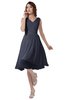 ColsBM Alexis Nightshadow Blue Simple A-line V-neck Zipper Knee Length Ruching Party Dresses