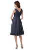 ColsBM Alexis Nightshadow Blue Simple A-line V-neck Zipper Knee Length Ruching Party Dresses