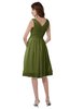 ColsBM Alexis Olive Green Simple A-line V-neck Zipper Knee Length Ruching Party Dresses
