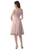 ColsBM Alexis Pastel Pink Simple A-line V-neck Zipper Knee Length Ruching Party Dresses