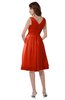 ColsBM Alexis Persimmon Simple A-line V-neck Zipper Knee Length Ruching Party Dresses