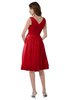 ColsBM Alexis Red Simple A-line V-neck Zipper Knee Length Ruching Party Dresses